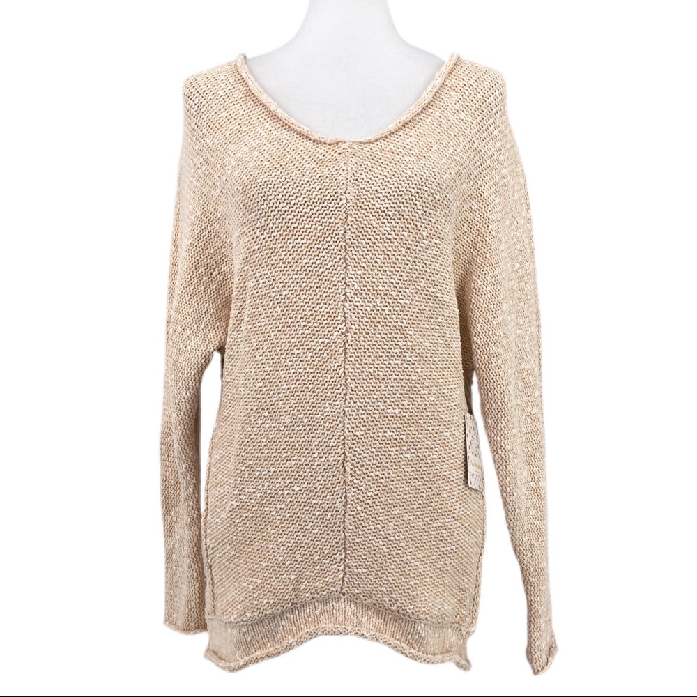 Free People Ivory Bright Lights V-Neck Sweater - Picture 2 of 8